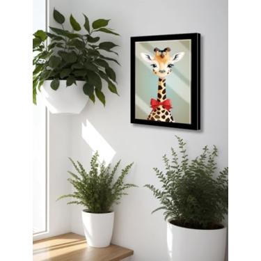 Imagem de Genérico, Quadro Decorativo Girafa Baby C/Laço Sala Quarto + Vidro A4 Cor:Preto