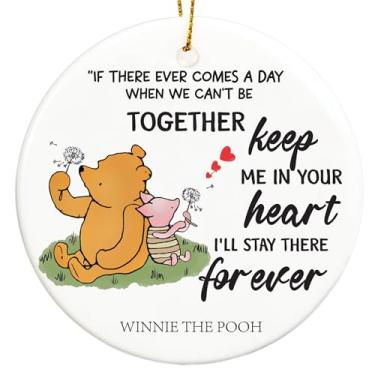 Imagem de Enfeite de pendurar para amantes de ursos, enfeites de árvore de Natal The Pooh, presentes para melhores amigos, decorações de pendurar de Natal, decoração de árvore de cerâmica de apreciação