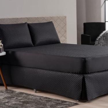 Imagem de Protetor de Colchão Solteiro Capa Impermeável, Matelassê Ultrassônico 4 Camadas, 188x88x30 cm,Modelo Slip com Elastico 6 CORES (preto)