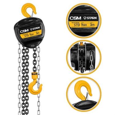 Imagem de Talha Corrente 1 Tonelada 3 Metros Elevação Guincho Manual 1000Kg Csm 