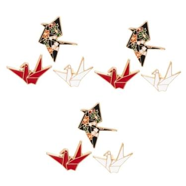 Imagem de LIFKOME Broche de guindaste de origami 9 peças de papel guindastes esmaltados liga desenho animado forma animal alfinete lapela roupas acessórios para mulheres meninas saco cachecol roupas decoração