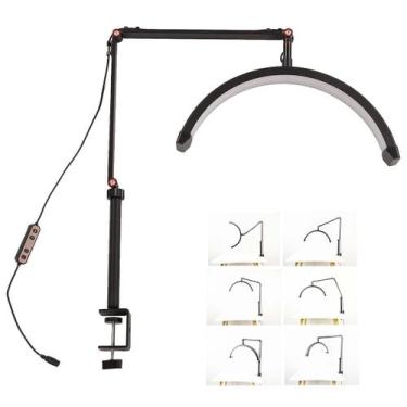 Imagem de Luminaria Estetica Spa Arco Meia Lua 3 Tons Led Suporte Celular Mesa A