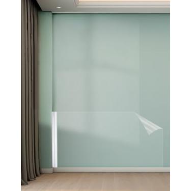 Imagem de Orga'Neat Protetor de parede, folha de película protetora de parede eletrostática de plástico transparente, fácil de aplicar e remover, não prejudica a pintura, protege paredes de móveis, cães