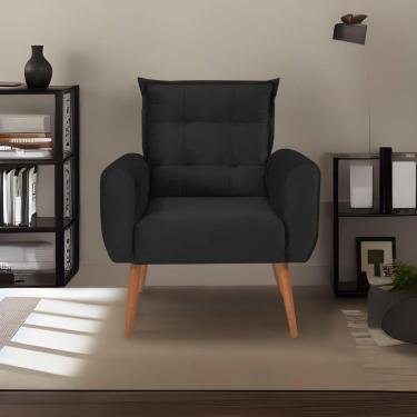 Imagem de Poltrona Decorativa Para Sala De Estar Quarto E Escritorio Dakota Veludo Matrix - Preto Preto