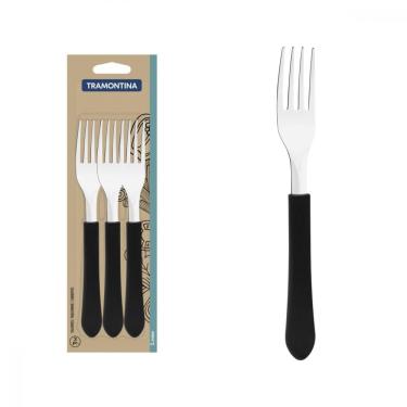 Imagem de Conjunto De Garfos De Mesa Leme Lâminas Inox Preto 3 Peças