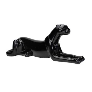 Imagem de Escultura Decorativa Onça Deitada Preta 17,5x51x13 Cm - D'rossi