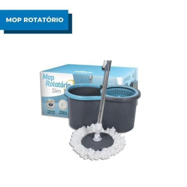 Imagem de Mop Giratório Rotatório Alta Absorção Limpeza Esfregão Azul - Nobre