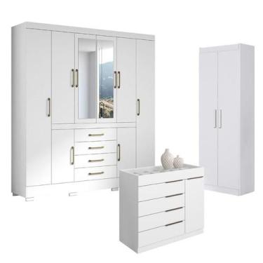 Imagem de Guarda Roupa Casal Nápole 2045149 e Armário Multiuso 2000191 e Cômoda 