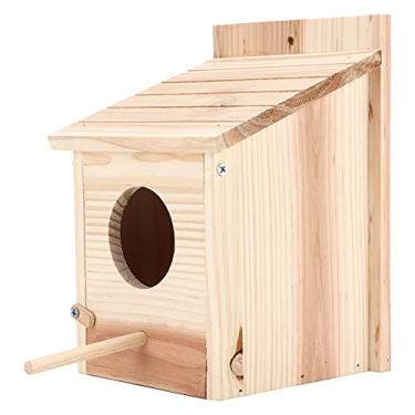 Imagem de Akozon Inovador Diy Wooden Birdhouse - Caixa de Criação de Troncos Naturais Com Telhado de Declive, Haste de pé e Acesso Fácil para Nidificação de Pássaros
