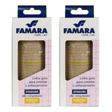Imagem de Kit 2 Bandagem Elástica 10cm x 1,30m Atadura Alta Compressão Faixa Ort