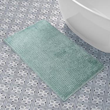 Imagem de Laura Ashley Tapete de banho de chenille de manteiga, tapete de banheiro felpudo absorvente, tapete de pelúcia antiderrapante para banheira e pia - (68 cm x 114 cm) verde sálvia