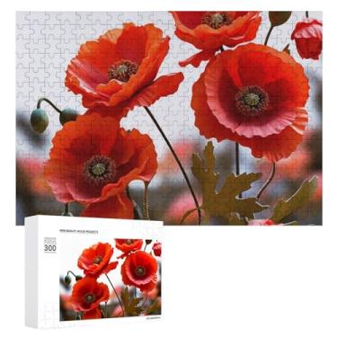 Imagem de Quebra-cabeça para adultos 1000 peças quebra-cabeça desafiador flores papoula pétalas vívidas quebra-cabeça com letras nas costas quebra-cabeça personalizado perfeito para noites de jogos