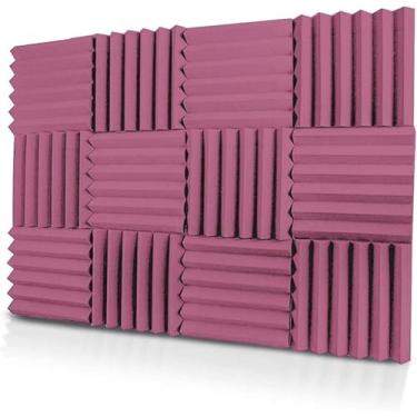 Imagem de 12 Peças De Espuma Acústica Pels Wedges Espuma à Prova De Fogo à Prova De Som Espuma De Caeling De Ruído Para Estúdios De Gravação Escritórios Casa, Purple
