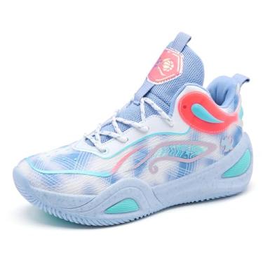 Imagem de Tênis de basquete masculino, calçados esportivos antiderrapantes da moda, tênis de corrida para treino ao ar livre Equipamento de basquetebol(Blue-2,39 BR)