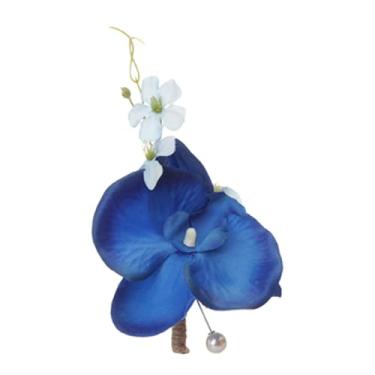 Imagem de rockible Boutonniere de casamento, corpete, broche de madrinha de casamento, broche de terno, de flor, boutonniere para dia dos namorados, festa, baile de, Azul