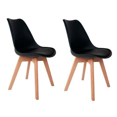 Imagem de Conjunto com 2 Cadeiras de Jantar Saarinen Wood Preto - Mobly