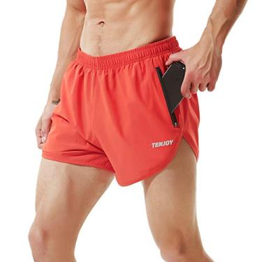 Imagem de Tenjoy Short masculino de corrida, academia, atlético, treino, shorts esportivos de 7,6 cm com bolso com zíper