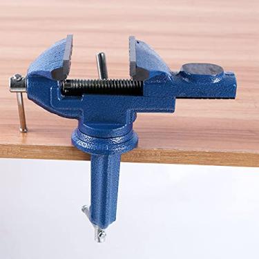 Imagem de Xixian Banco de Bancada, Base Rotativa de 360 ​​° de 360 ​​° Forte e Robusta, Torno de Aço de Liga de Ferro para Cortar a Perfuração, Azul, Tamanho Pequeno Leve, Fácil de Transportar,