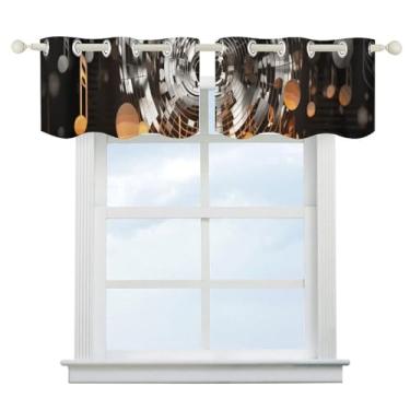 Imagem de Cortina blackout com tema musical para escurecimento de quarto, cortinas de janela curta, isolamento térmico, para cozinha, sala de jantar, quarto, 2 painéis 132 x 46 cm