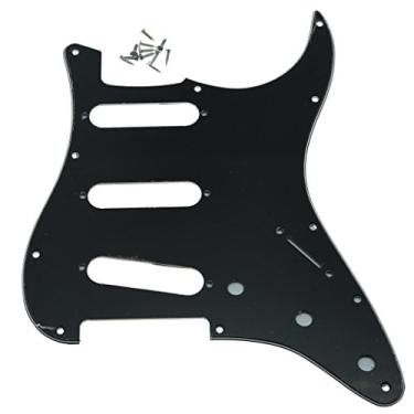 Imagem de Dopro 11 furos Vintage 62 Strat ST SSS Bobina única Pickguard Placa de raspar guitarra com parafusos para American Fender 62 Stratocaster Preto 3 camadas (BWB)