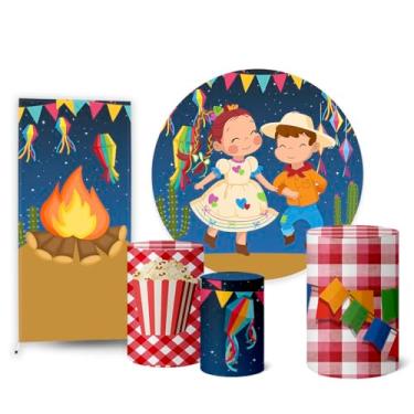 Imagem de Trio Capas Cilindro + Painel Redondo Sublimado + Lateral Festa Junina (K2FJN0033)