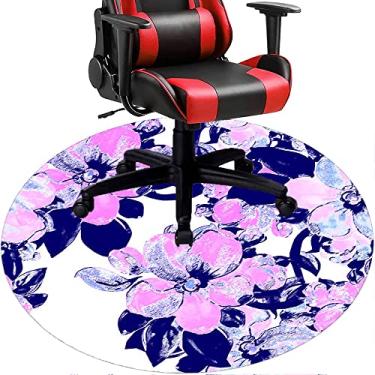 Imagem de Tapete de cadeira de escritório com flores, textura de flor, tapete de cadeira de mesa para piso de madeira de escritório em casa, protetor de piso de pilha baixa, redondo 119 cm