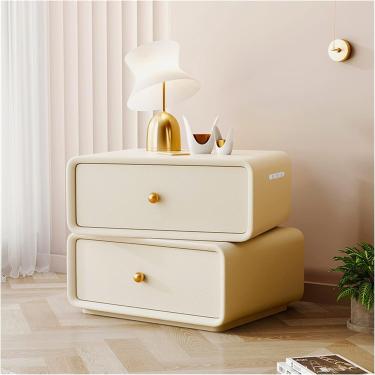 Imagem de Mesa De Cabeceira Inteligente Com Estação De Carregamento Usb, Mesa Lateral Com Gaveta, Mesa De Cabeceira Moderna Em Madeira Maciça, Rotativa Superior, Or, 15.pink+white, 50 * 40 * 48