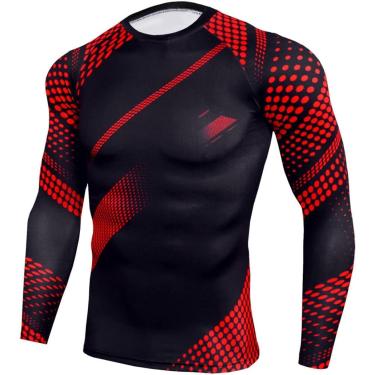 Imagem de Moda Masculina Redonda Camuflagem Roupas Sl Camiseta De Compressão Tops De Manga Longa Camada De Base Camiseta Cdry Running Top Camisas Esportivas Fitss Ro Clbing Mountaiering Ca, G-red(b), M