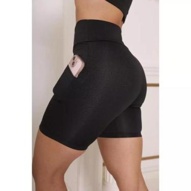 Imagem de Bermuda Feminina Com Bolso Corrida Fitness - KU2, Preto, P, Polieter/P