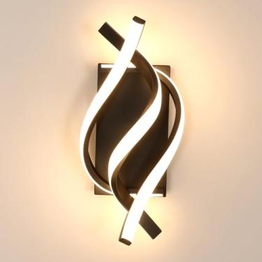 Imagem de DELIPOP Arandelas De Parede, Iluminação Moderna Led Em Espiral, Luminárias Internas Luz Quente 21 W E 3000 K, Luminária Acrílico Para Quarto, Banheiro, Sala Estar, Corredor, Varanda (Preto)