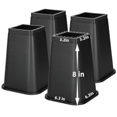 Imagem de Apipi Elevadores de cama de 20 cm - Suportes de elevação para móveis resistentes com suporte de até 1,360 kg, antiderrapante para levantar gêmeos GG cama de dormitório sob a cama armazenamento sofá