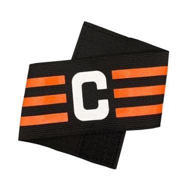 Imagem de Faixa Braçadeira de Capitão Preta e Laranja Estilo Boleiro Ajustável