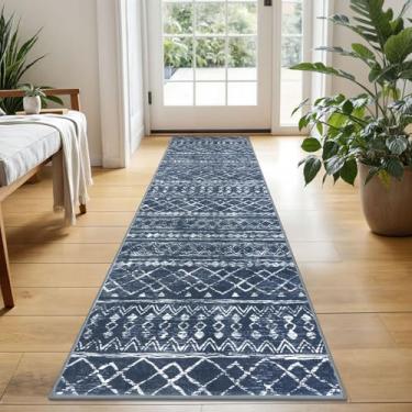 Imagem de KUTA Tapetes de cozinha Boho 6 x 1,5 m, azul marinho, marroquino, lavável, antiderrapante, vintage, corredor, ultramacio, geométrico, para quarto, lavanderia, sala de estar