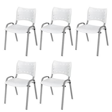 Imagem de Kit 5 Cadeira Iso Base Cinza Igreja, Escola, Escritorio Branco