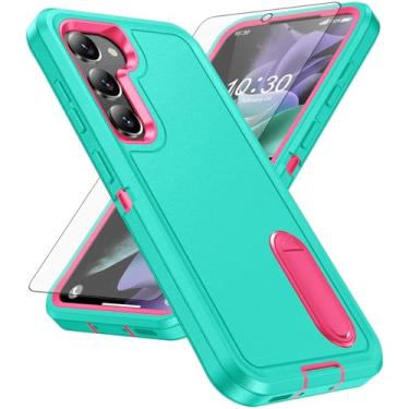 Imagem de Capa de celular para Samsung Galaxy S23 5G com protetor de tela de vidro temperado, suporte oculto híbrido, resistente, à prova de choque, resistente, protetor resistente S 23 23S GS23 G5 SM-S911U 6,1