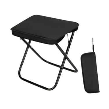 Imagem de menolana Banco Dobrável para Acampamento, Cadeira de Pesca, Estrutura Dobrável em Formato de X, Alta Capacidade de Carga para Quintais, Viagens, Festivais de M, Preto