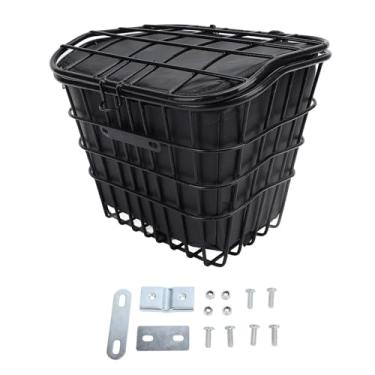 Imagem de simhoa Cesto de bicicleta com bolsa de forro, fácil de instalar, cesto de metal estável, organizador de artigos diversos para compras de bicicleta, Frente