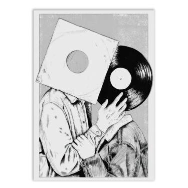 Imagem de Placa Decorativa Musica Casal Disco Vinil Ilustração Arte Rua Decoração Poster Quarto Sala