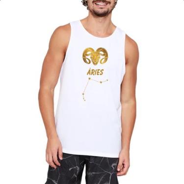 Imagem de Camiseta Regata Signo Aries Constelacao Dourada - Alearts, G