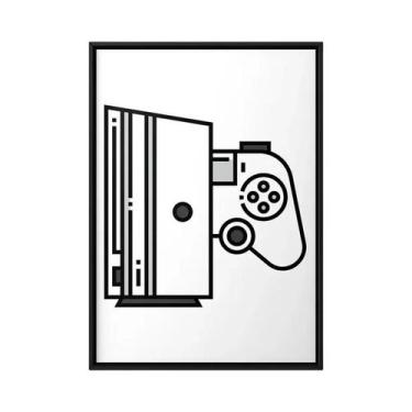 Imagem de Preto Branco Gamepads Headsets Lona Arte Poster Para Sala De Jogos Men