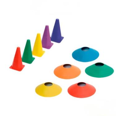 Imagem de Kit Treino Funcional Agilidade 05 Cones + 05 Chapéus Chinês Treinamento Futebol Futsal Academia