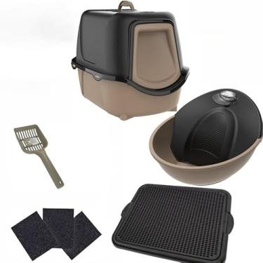Imagem de Kit Caixa de Areia Fechada Para Gatos + Fonte Automática Para Gatos Petit + Tapete Coletor de Areia (NEW + TAPET + FONTE 110V PRETO)