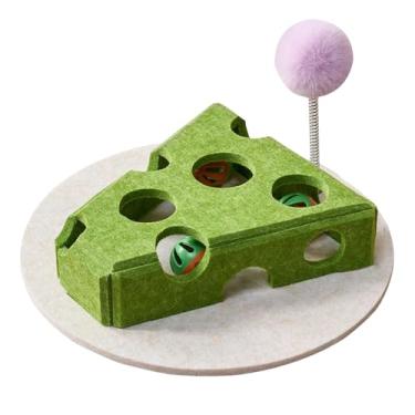 Imagem de Puzzle De Comida Para Gatos,Brinquedo Puzzle Para Gatos Em Forma De Queijo | Caixa Alimentador com Varinha Mágica Sino e Bola para Cães Pequenos Médios Diversão Interior