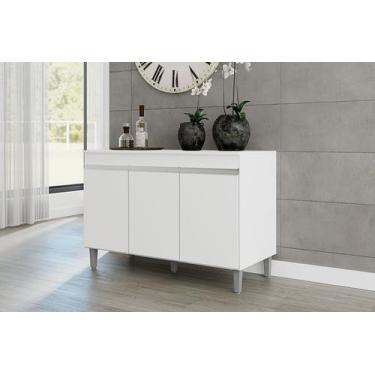 Imagem de Balcão Gabinete Manu 3 Portas sem Tampo 120cm Ajl Móveis - Branco
