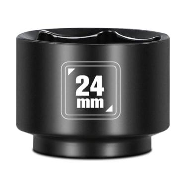 Imagem de BLACKROBOT Soquete de filtro de óleo de perfil baixo de 24 mm, ferramenta de remoção e instalação de tampa de filtro de óleo de 6 pontos de acionamento de 3/20.3 cm, aço cromo vanádio