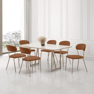 Imagem de Conjunto para Sala de Jantar com 6 Cadeiras Betina Champagne / Terracota / Off White