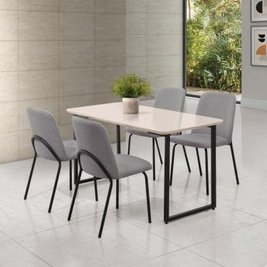 Imagem de Conjunto para Sala de Jantar com 4 Cadeiras Dora Black / Cinza / Off White