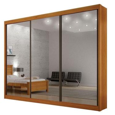 Imagem de Guarda Roupa 6 Gavetas San Marino Premium Com 3 Espelhos Cinamomo – Leifer Móveis