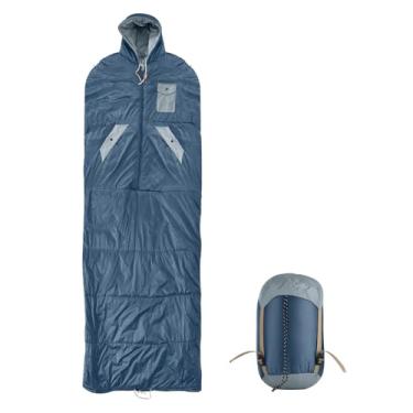 Imagem de Saco de dormir para acampamento para adultos Design de envelope reversível de nylon à prova d'água compressível para viagens de caminhada de mochila adequada para 10 20 ° C (Azul)