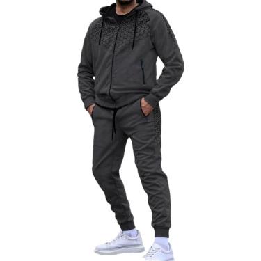Imagem de Fatos De Treino Masculinos Outono Com Cordão Terno Esportivo Fitness Jogging Suit Cor Sólida Hoos Sports Jackets, T-Dark Grey3, L